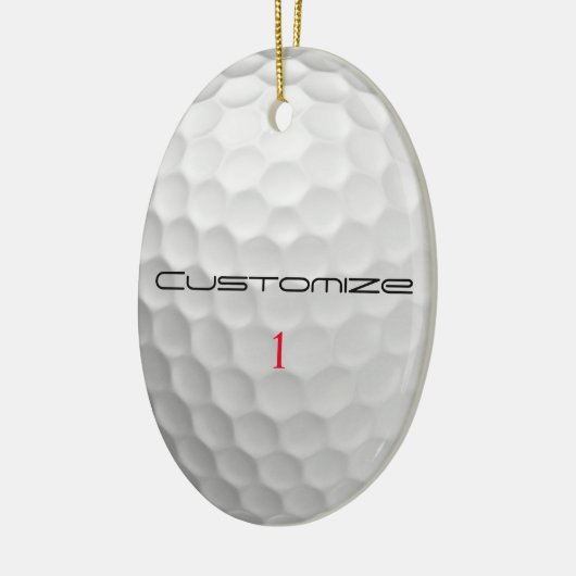Golfball mit Personalisiertem Text und Nummer Keramik Ornament (Links)