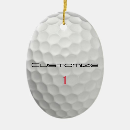 Golfball mit Personalisiertem Text und Nummer Keramik Ornament (Vorne)