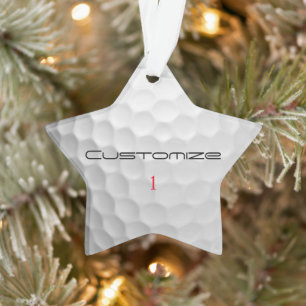 Golfball mit Personalisiertem Text und Nummer Ornament