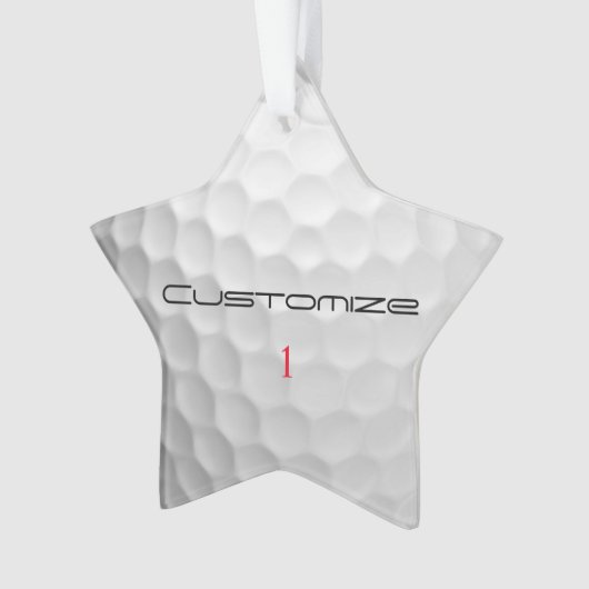 Golfball mit Personalisiertem Text und Nummer Ornament (Vorderseite)