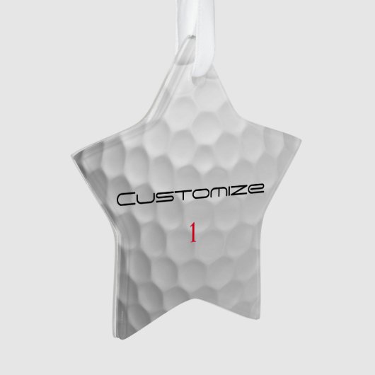 Golfball mit Personalisiertem Text und Nummer Ornament (Vorderseite)