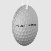 Golfball mit Personalisiertem Text und Nummer Ornament (Vorderseite)
