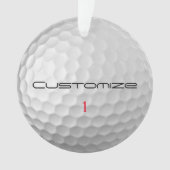 Golfball mit Personalisiertem Text und Nummer Ornament (Vorderseite)