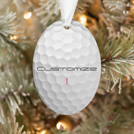 Golfball mit Personalisiertem Text und Nummer Ornament (Baum)