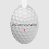 Golfball mit Personalisiertem Text und Nummer Ornament (Vorderseite)