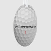 Golfball mit Personalisiertem Text und Nummer Ornament (Vorderseite)