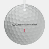 Golfball mit Personalisiertem Text und Nummer Ornament Aus Glas (Vorderseite)