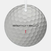 Golfball mit Personalisiertem Text und Nummer Ornament Aus Glas (Rückseite)