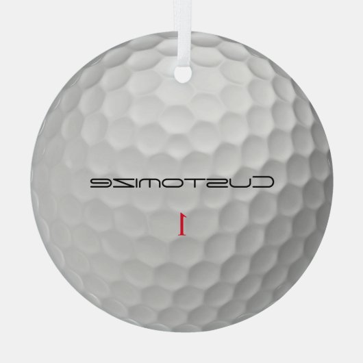Golfball mit Personalisiertem Text und Nummer Ornament Aus Glas (Rückseite)