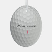 Golfball mit Personalisiertem Text und Nummer Ornament Aus Glas (Vorderseite Rechts)