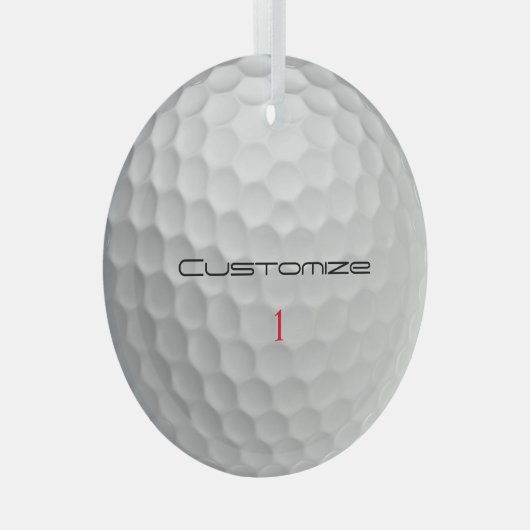 Golfball mit Personalisiertem Text und Nummer Ornament Aus Glas (Vorderseite Rechts)
