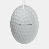 Golfball mit Personalisiertem Text und Nummer Ornament Aus Glas (Vorderseite links)