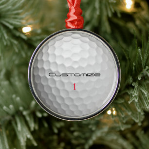 Golfball mit Personalisiertem Text und Nummer Ornament Aus Metall
