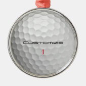 Golfball mit Personalisiertem Text und Nummer Ornament Aus Metall (Vorne)