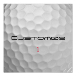 Golfball mit Personalisiertem Text und Nummer Poster