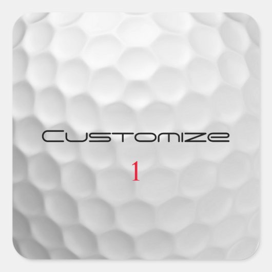 Golfball mit Personalisiertem Text und Nummer Quadratischer Aufkleber (Vorderseite)