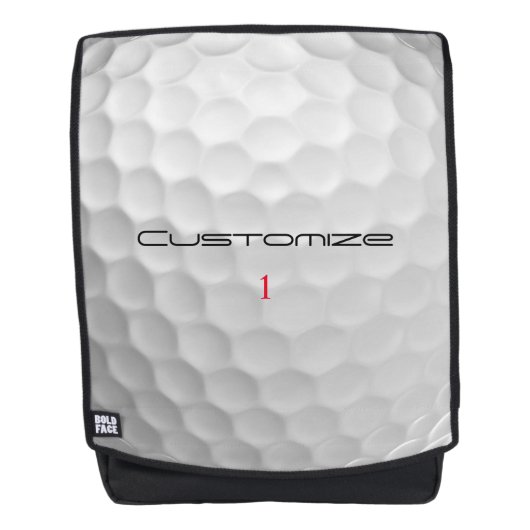 Golfball mit Personalisiertem Text und Nummer Rucksack (Vorderseite)