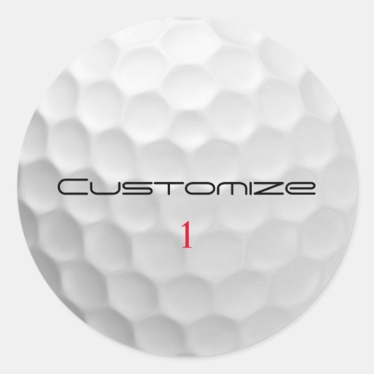 Golfball mit Personalisiertem Text und Nummer Runder Aufkleber (Vorderseite)