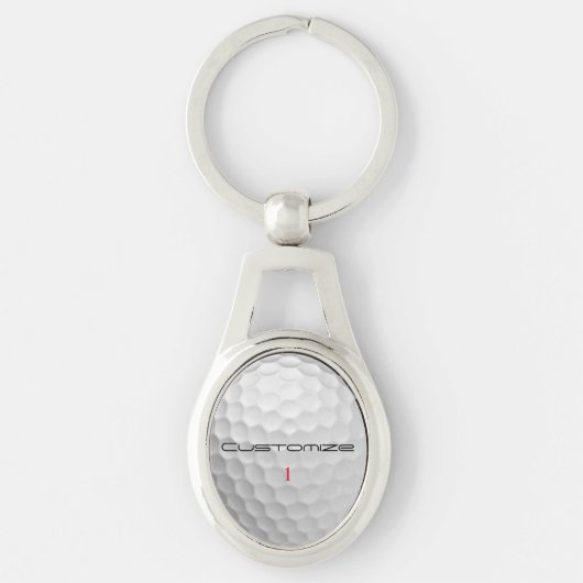 Golfball mit Personalisiertem Text und Nummer Schlüsselanhänger (Vorderseite)