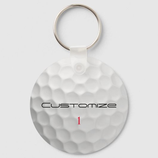 Golfball mit Personalisiertem Text und Nummer Schlüsselanhänger (Vorderseite)