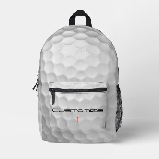 Golfball mit Personalisiertem Text- und Zahlenzugr Bedruckter Rucksack (Vorderseite)