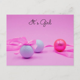 Golfball mit rosa Band auf rosa Unterlage Postkarte