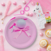 Golfball mit rosa Bändchen, Babydusche Pappteller (Party)