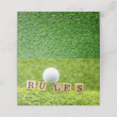 Golfball mit RULES auf grünem Gras Platzkarte (Außenseite Aufgefaltet)