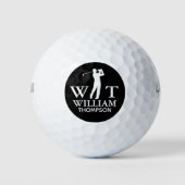 Golfball mit seinem schwarzen und weißen Zeichen (Vorderseite)