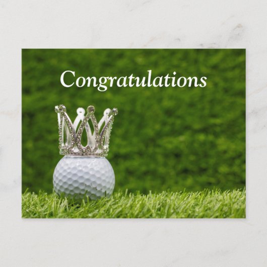 Golfball mit silberner Krone Gratulationen Postkarte (Vorderseite)