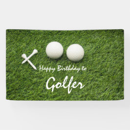 Golfball mit Tee auf Grün Glücklich Geburtstag Banner