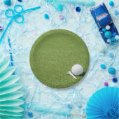 Golfball mit Tee auf grünem Gras Golferparty Pappteller (Party)
