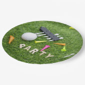 Golfball mit Tee und Geschenk für Golfer Weihnacht Pappteller (Schrägansicht)