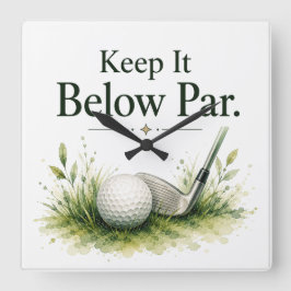 Golfball mit Text Wasserfarbe Quadratische Wanduhr