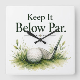 Golfball mit Text Wasserfarbe Quadratische Wanduhr