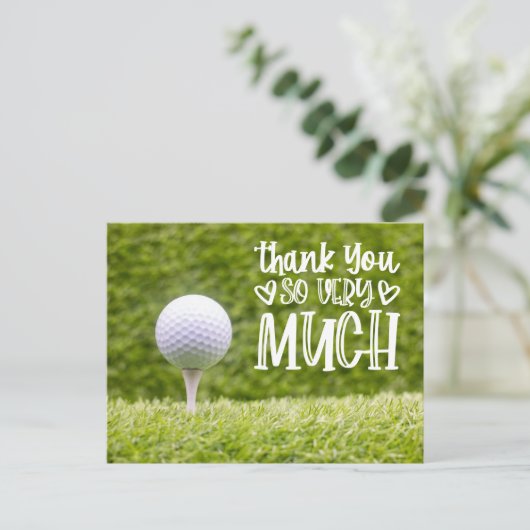 Golfball mit Vielen Dank für Ihr Interesse an grün Postkarte (Stehend Vorderseite)