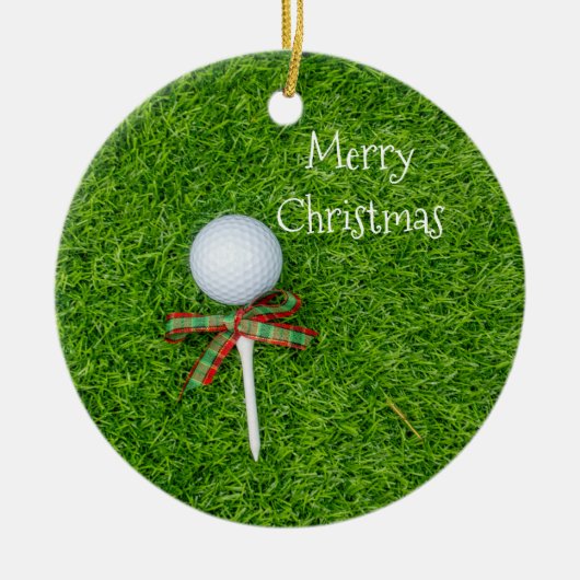 Golfball mit Weihnachtsabschlag für Golfurlaub Keramik Ornament (Vorne)