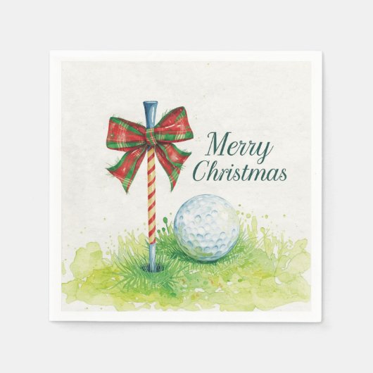 Golfball mit Weihnachtsbändern und Tee Serviette (Vorderseite)