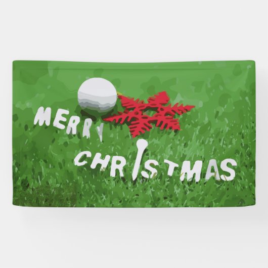 Golfball mit Weihnachtsgeschmack auf grünem Gras Banner (Horizontal)