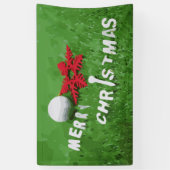Golfball mit Weihnachtsgeschmack auf grünem Gras Banner (Vertikal)