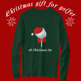 Golfball mit Weihnachtsmannmütze und Roter Bogen T-Shirt