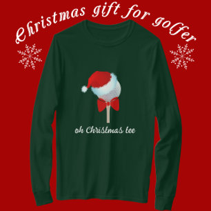 Golfball mit Weihnachtsmannmütze und Roter Bogen T-Shirt