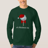Golfball mit Weihnachtsmannmütze und Roter Bogen T-Shirt (Vorderseite)