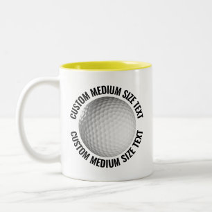 Golfball & Mittelgroßer Text GELB 325g Custom Zweifarbige Tasse