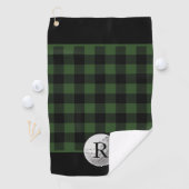 Golfball-monogramm auf grünem Büffelkaromuster ind Golfhandtuch (Insitu)