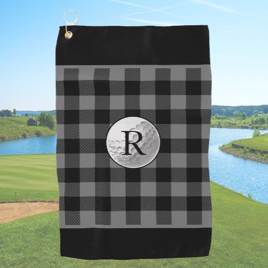 Golfball-monogramm grau Büffelkariert kundenspezif Golfhandtuch