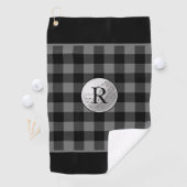Golfball-monogramm grau Büffelkariert kundenspezif Golfhandtuch (Insitu)