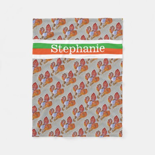 Golfball Personalisiert mit Namen orange und grün Fleecedecke (Vorderseite)