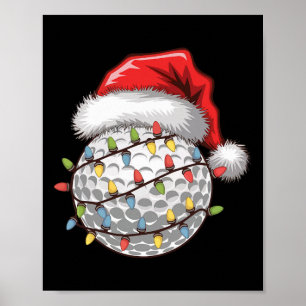 Golfball-Santa-Hut-Christbaum-Lichter Golfen  Poster