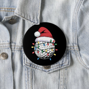 Golfball-Santa-Hut-Weihnachten-Golf-Xmas-Lichter  Button